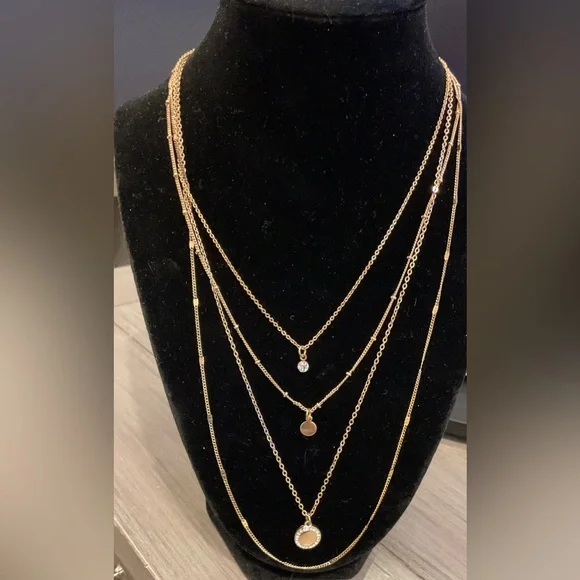 Gold Layered Necklace Set with Delicate Chains and Pendants - Picture 1 of 4